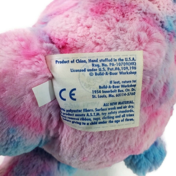 Build-A-Bear Baskin Robbins Ice Cream Cone Bear Plush Pink Blue Tie Dye 16 Inch - Picture 10 of 12